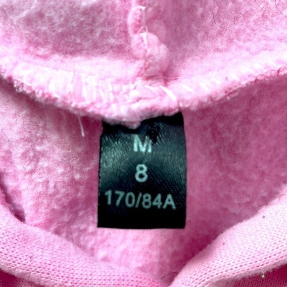 Youth (Girl) Size Medium (8) Pink Crop Top Hooded Sweatshirt with Ears - Picture 2 of 8